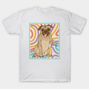 Cute and Colorful Portrait of a Pug Dog // Adorable Pug // Pug Mom KH T-Shirt